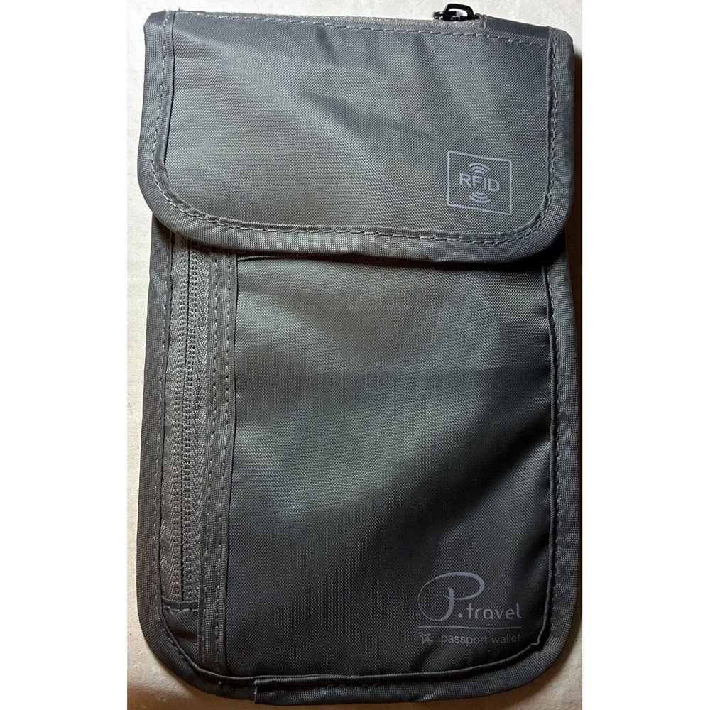 P. Travel-Ultra Slim Design Passport Wallet Holder Organizer w/RFID Gray W/Strap